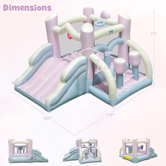 Kids Bounce House with Slide and 2 Boxing Columns for Party with 480W Blower