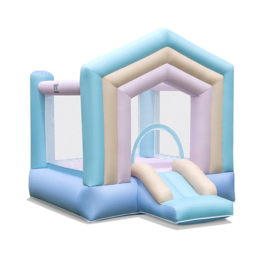 Kids Bounce House with Slide and Basketball Rim Bouncy Castle for Party without Blower