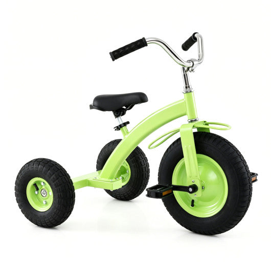 Kids Carbon SteelBike with 15 Inch Inflatable Rubber Tires-Green