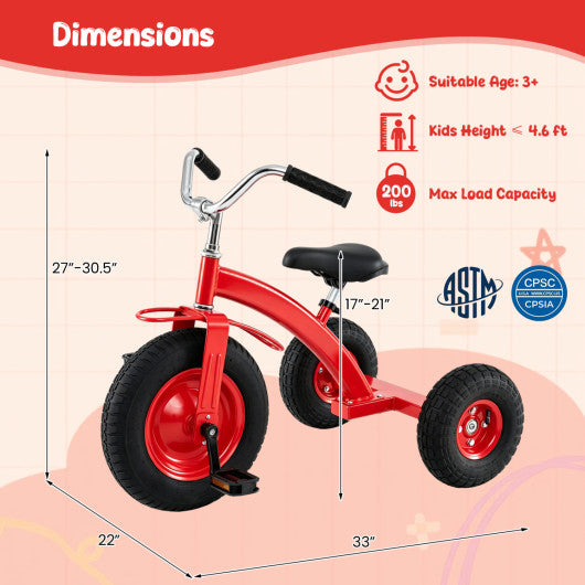 Kids Carbon SteelBike with 15 Inch Inflatable Rubber Tires-Red