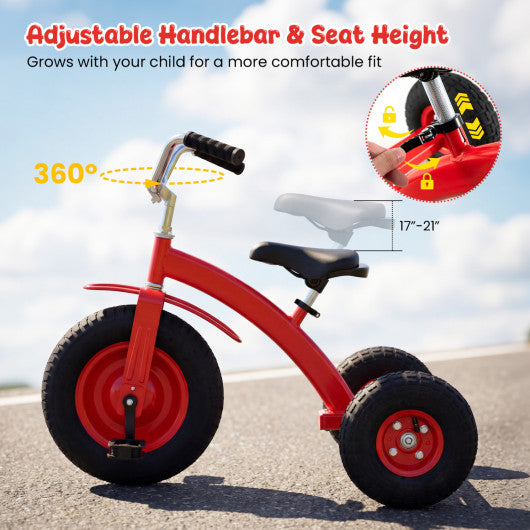 Kids Carbon SteelBike with 15 Inch Inflatable Rubber Tires-Red