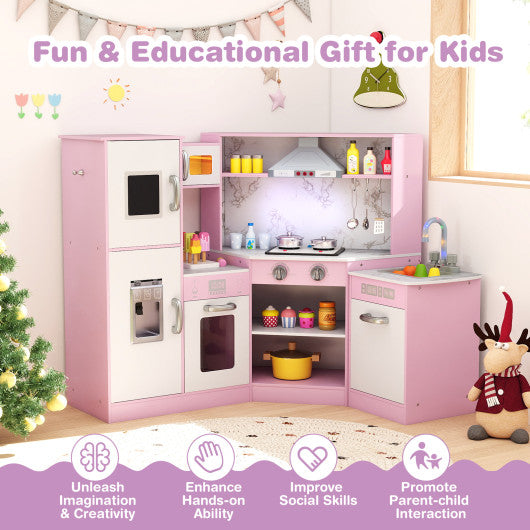 Kids Corner Pretend Kitchen Playset with Separated Washing Basin-Pink
