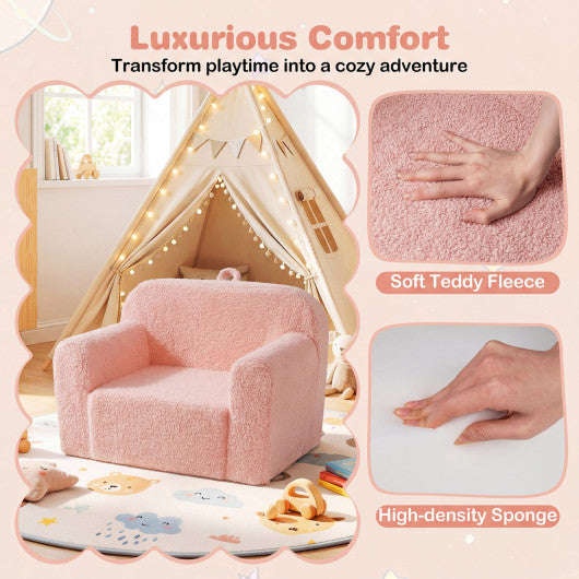Kids Couch Portable Toddler Sofa with Anti-slip Base-Pink