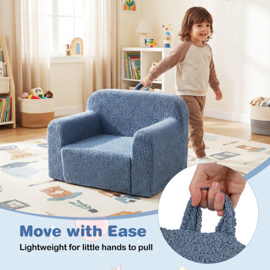 Kids Couch Portable Toddler Sofa with Anti-slip Base-Blue