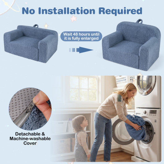 Kids Couch Portable Toddler Sofa with Anti-slip Base-Blue