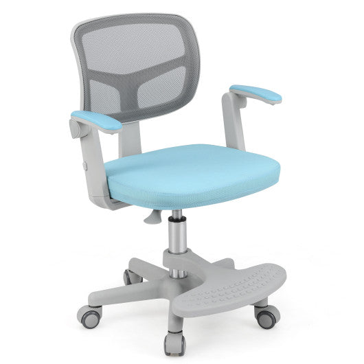 Kids Desk Chair Children Study Chair with Adjustable Height Armrest and Footrest-Blue