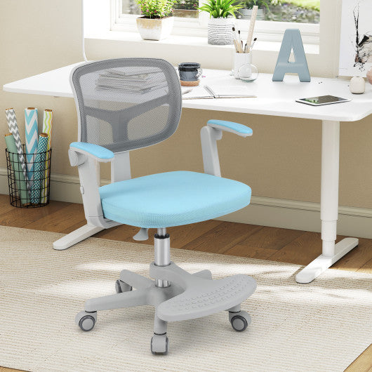 Kids Desk Chair Children Study Chair with Adjustable Height Armrest and Footrest-Blue