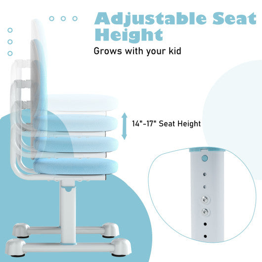 Kids Desk Chair Children Study Chair with Double Back Support and Adjustable Height-Blue