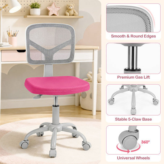 Kids Desk Chair with Adjustable Height-Rose Red