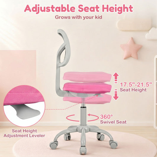 Kids Desk Chair with Adjustable Height-Rose Red