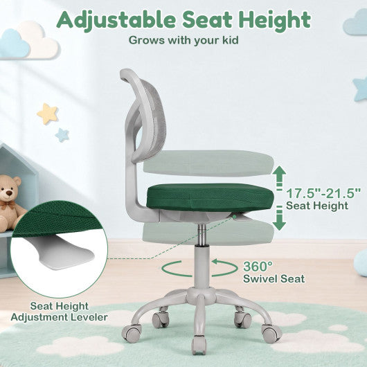 Kids Desk Chair with Adjustable Height-Dark Green