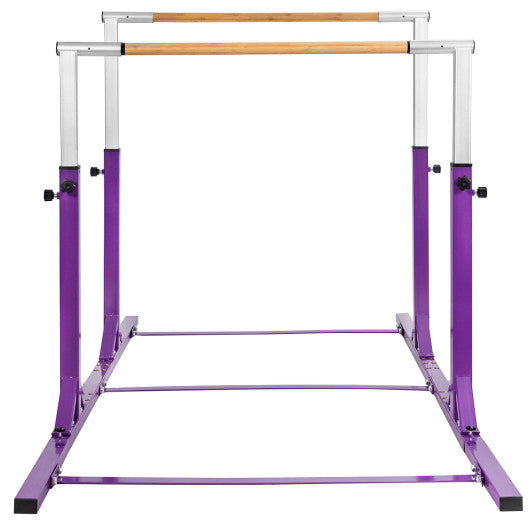Kids Double Horizontal Bars Gymnastic Training Parallel Bars Adjustable-Purple