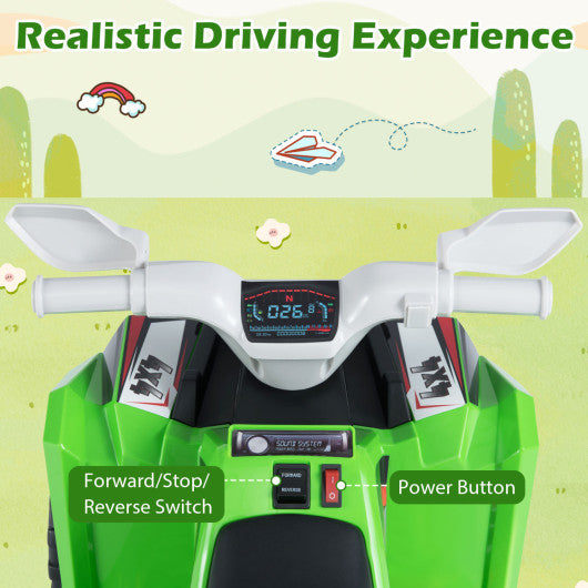 6V Kids Electric ATV Quad Car with Detachable Trailer-Green