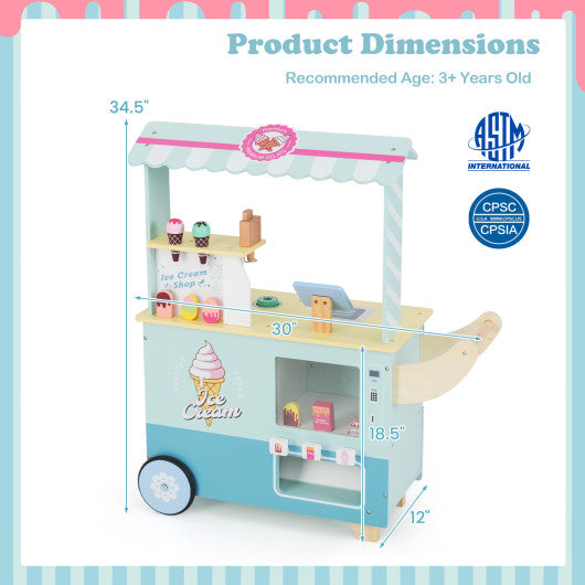 Kids Ice Cream Truck Pretend Play Set for Toddlers with Vending Machine-Green