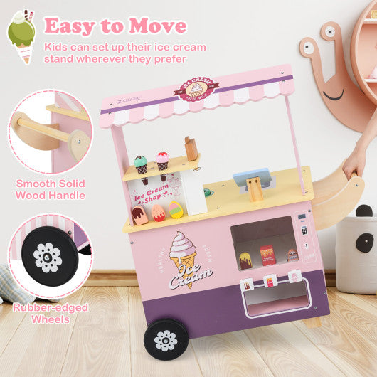 Kids Ice Cream Truck Pretend Play Set for Toddlers with Vending Machine-Pink