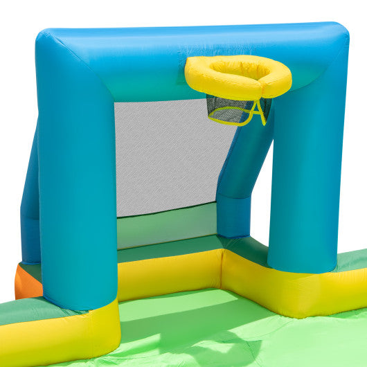 Kids Inflatable Water Slide with 2 Long Slides and 2 Soccer Gates Without Blower