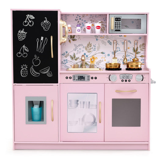 Toddler Pretend Play Kitchen for Boys and Girls 3-6 Years Old-Light Pink