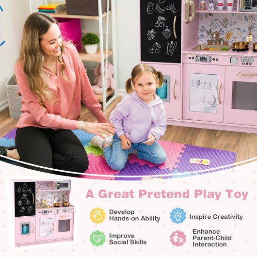 Toddler Pretend Play Kitchen for Boys and Girls 3-6 Years Old-Light Pink