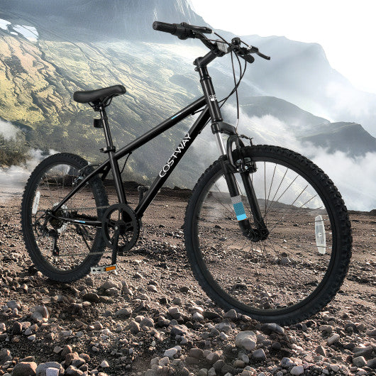 Kids Mountain Bike 20 24 Inch Child Bicycle for Boys Girls Aged 8+ Years Old Black-24 Inch