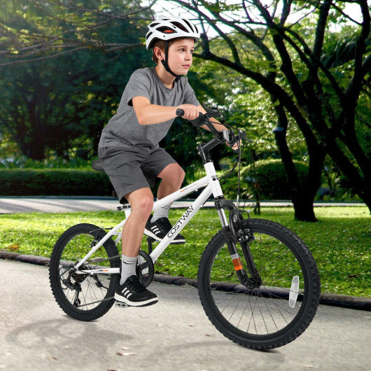 Kids Mountain Bike 20 24 Inch Child Bicycle for Boys Girls Aged 8+ Years Old White-20 Inch