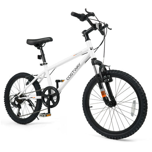 Kids Mountain Bike 20 24 Inch Child Bicycle for Boys Girls Aged 8+ Years Old White-20 Inch