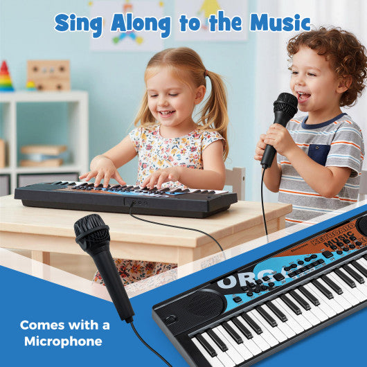 Kids Piano Keyboard 49 Keys Portable Electric Keyboard Piano with 8 Rhythms 8 Tones-Black