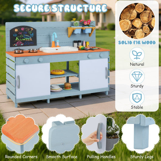 Kids Play Kitchen Set with Stoves for Boys Girls Aged 3-8-Blue