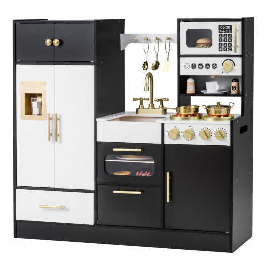 Kids Play Kitchen with Realistic Lights Sounds-Black
