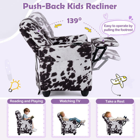 Kids Recliner Chair Push Back Toddler Reclining Armchair with Cup Holder-White