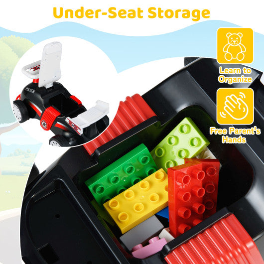 Kids Ride On Car Sliding Toy with Music and Under-Seat Storage-Black & Red