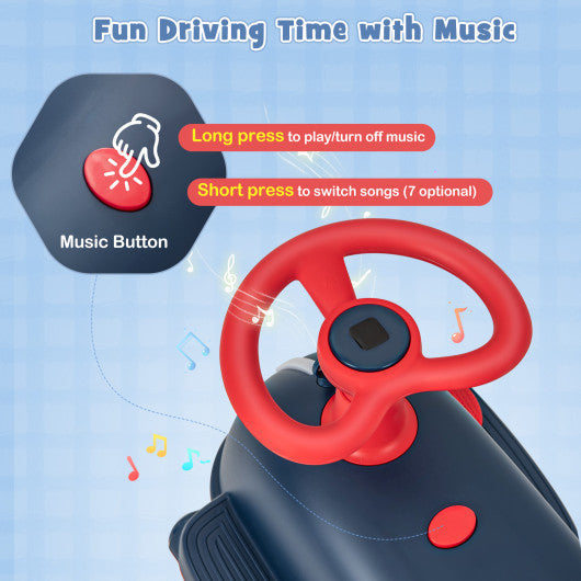 6V Kids Ride On Drifting Wiggle Car 2 in 1 with Music and Pedal and Dolphin-like Design-Blue