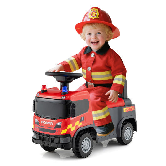 Kids Ride On Push Car Licensed SCANIA Truck Toy with Steering Wheel and Music-Red
