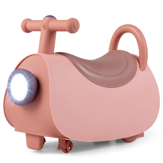 Kids Ride On Push Car with Headlight Music & Under Seat Storage for 18-36 Months-Pink