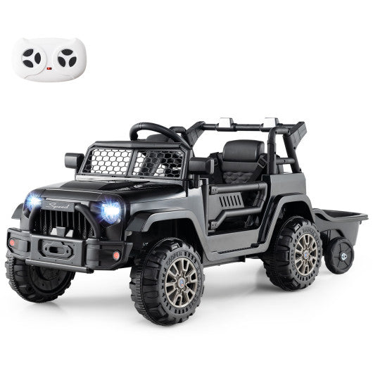 12V Kids Ride On UTV Car with Detachable Trailer-Black
