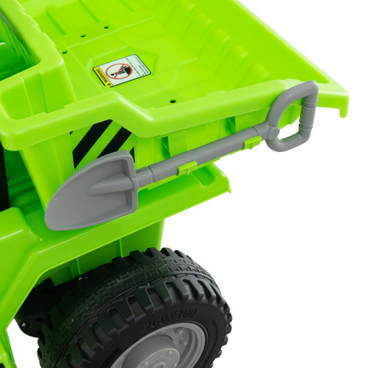 Kids Ride on Dump Truck 12V Ride on Car with Electric Dump Bed-Green