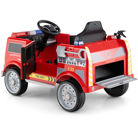 Kids Ride on Fire Truck with Remote Control and Extinguisher-Red