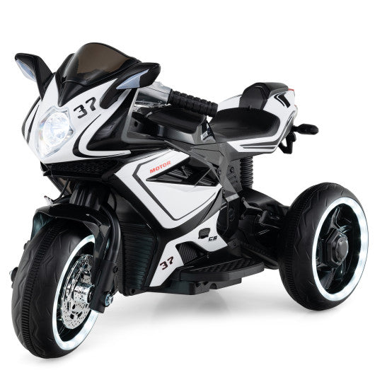 Kids Ride on Motorcycle 6V Battery Powered Mini Electric Motorbike with LED Lights-Black