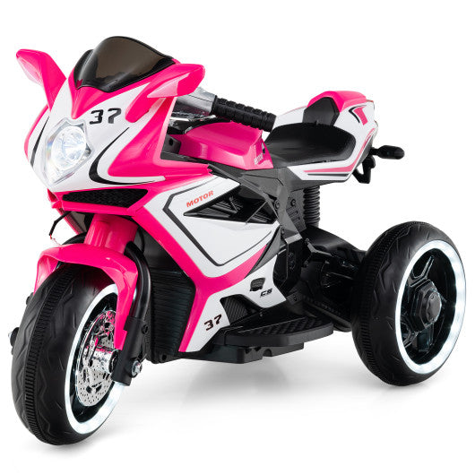 Kids Ride on Motorcycle 6V Battery Powered Mini Electric Motorbike with LED Lights-Pink