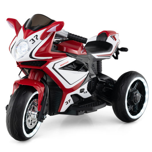 Kids Ride on Motorcycle 6V Battery Powered Mini Electric Motorbike with LED Lights-Red