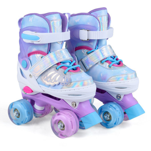 Kids Roller Skates for Toddlers Ages 5-7 with 4 Light-up Wheels-Blue