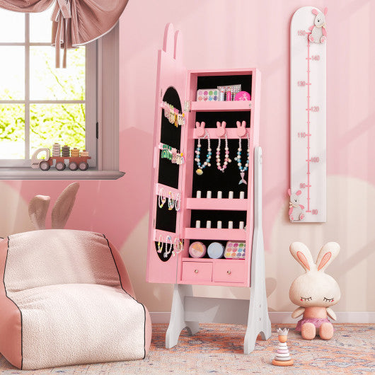 Kids Room Furniture Set with Princess Vanity Table and Chair-Pink