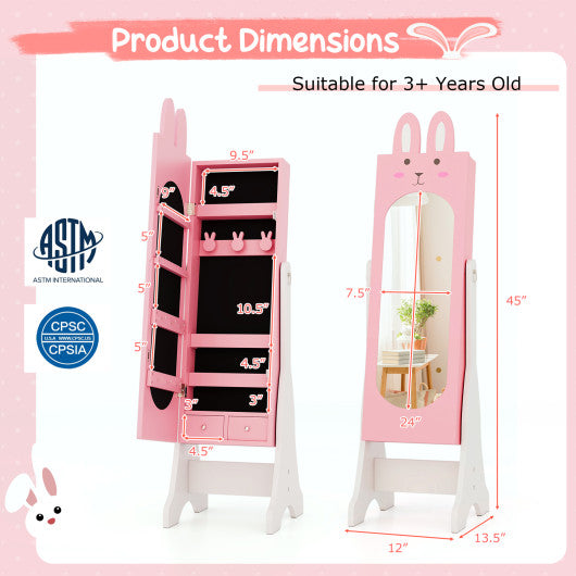 Kids Room Furniture Set with Princess Vanity Table and Chair-Pink