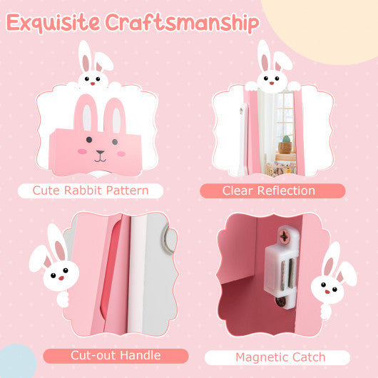 Kids Room Furniture Set with Princess Vanity Table and Chair-Pink