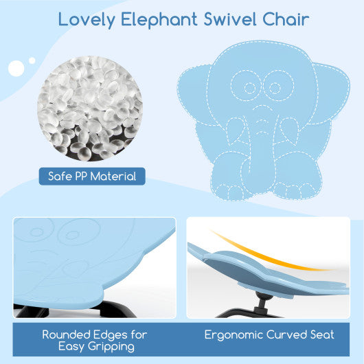 Kids Sensory Swivel Chair Elephant 360¡ã Spinning Chair with Non-Slip Metal Base-Blue