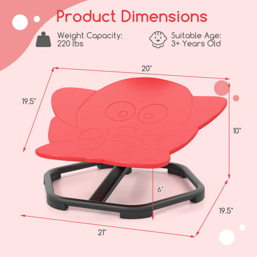 Kids Sensory Swivel Chair Elephant 360¡ã Spinning Chair with Non-Slip Metal Base-Red