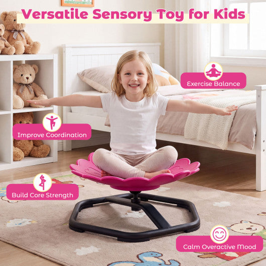 Kids Sensory Swivel Chair with Sunflower Shape 360¡« Spinning Chair for Toddlers-Pink