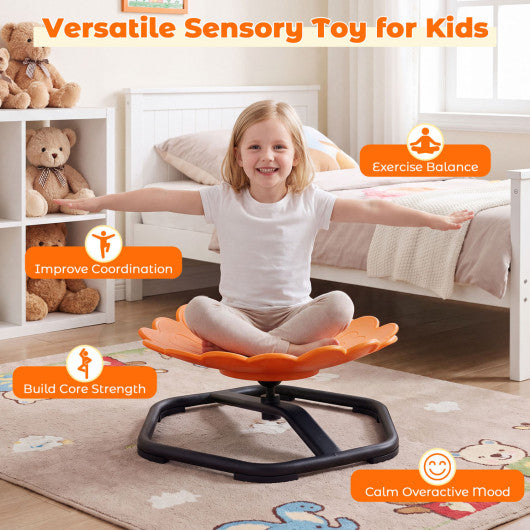 Kids Sensory Swivel Chair with Sunflower Shape 360¡« Spinning Chair for Toddlers-Orange