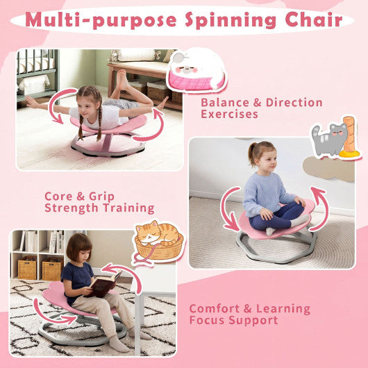Kids Sensory Swivel Chair Cat Claw 360¡ã Spinning Chair with Non-Slip Metal Base-Pink