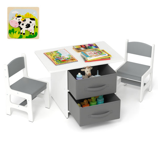 KidsTableand2ChairsSet RemovableStorageDrawers