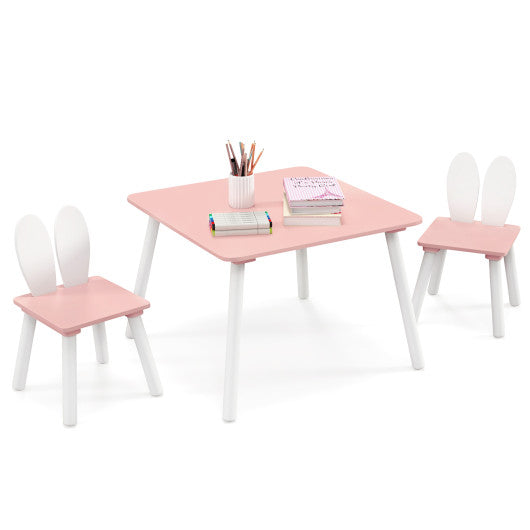 3 Pieces Kids Table and Chairs Set for Arts Crafts Snack Time-Pink